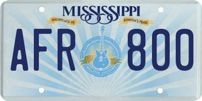 MS license plate AFR800