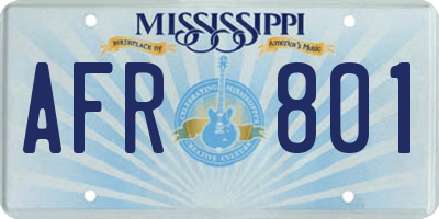 MS license plate AFR801