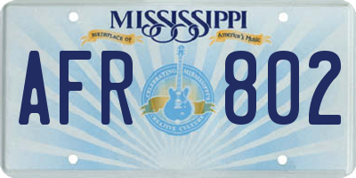 MS license plate AFR802