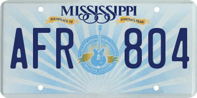 MS license plate AFR804