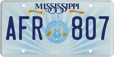 MS license plate AFR807