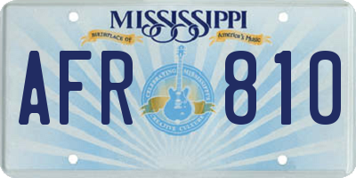 MS license plate AFR810
