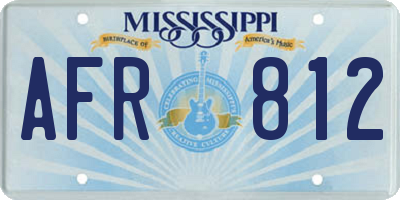 MS license plate AFR812
