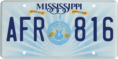 MS license plate AFR816