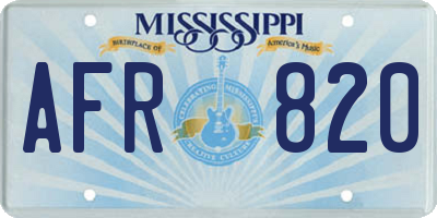 MS license plate AFR820