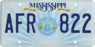 MS license plate AFR822