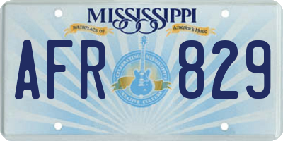 MS license plate AFR829