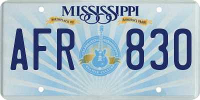 MS license plate AFR830