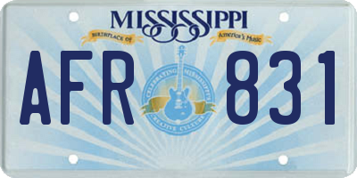 MS license plate AFR831