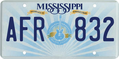 MS license plate AFR832