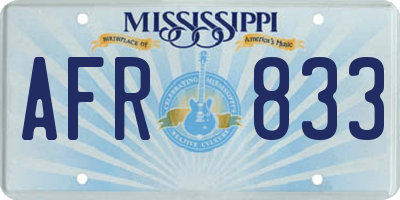 MS license plate AFR833