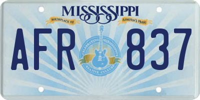 MS license plate AFR837