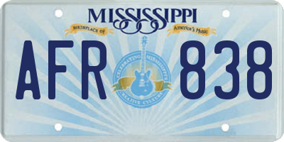 MS license plate AFR838