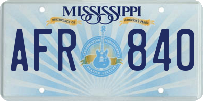 MS license plate AFR840