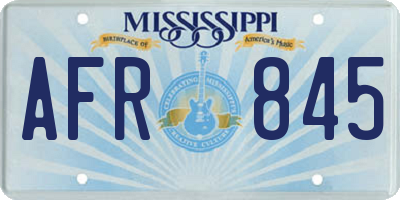 MS license plate AFR845