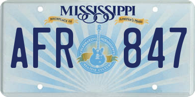 MS license plate AFR847