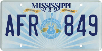 MS license plate AFR849