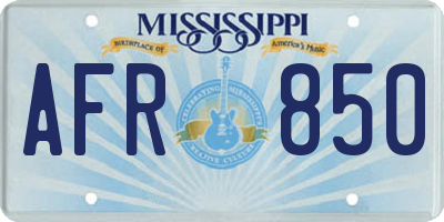 MS license plate AFR850