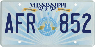 MS license plate AFR852