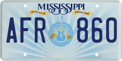 MS license plate AFR860