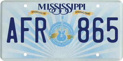MS license plate AFR865