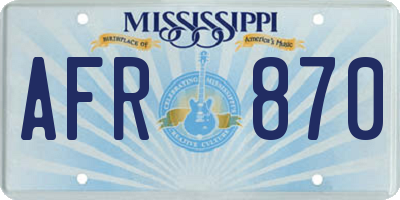MS license plate AFR870