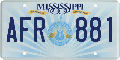 MS license plate AFR881