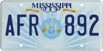 MS license plate AFR892