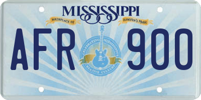 MS license plate AFR900