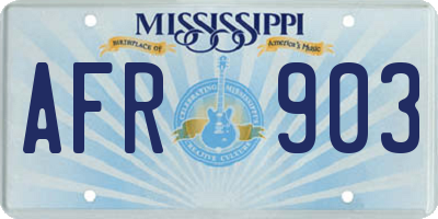 MS license plate AFR903