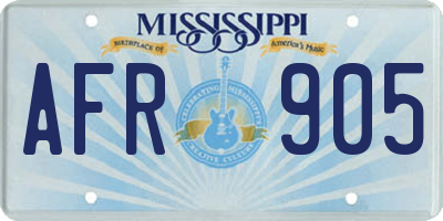 MS license plate AFR905