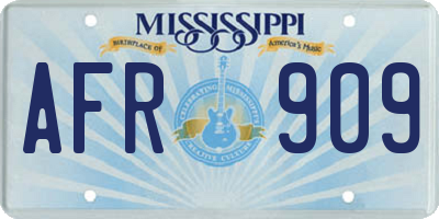 MS license plate AFR909