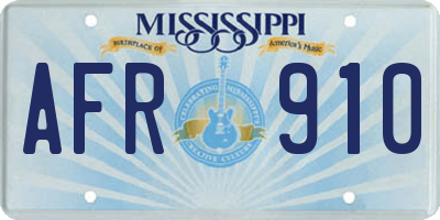 MS license plate AFR910