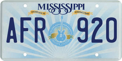 MS license plate AFR920