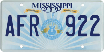 MS license plate AFR922