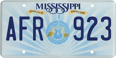 MS license plate AFR923