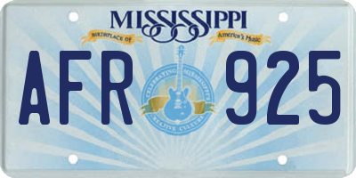 MS license plate AFR925