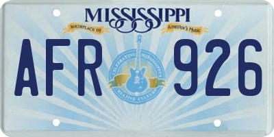 MS license plate AFR926