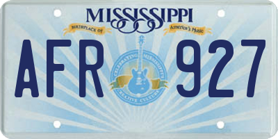 MS license plate AFR927