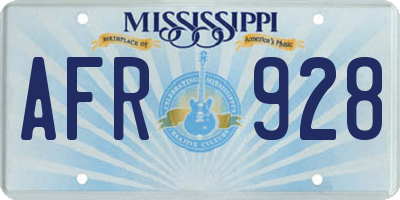 MS license plate AFR928