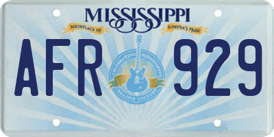 MS license plate AFR929