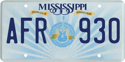 MS license plate AFR930