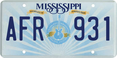 MS license plate AFR931