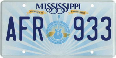 MS license plate AFR933