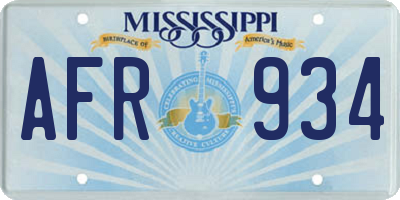 MS license plate AFR934