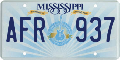 MS license plate AFR937