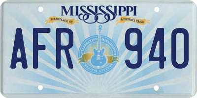 MS license plate AFR940