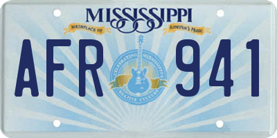 MS license plate AFR941
