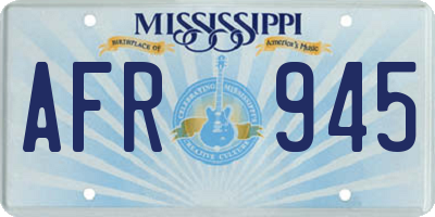 MS license plate AFR945