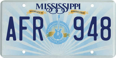 MS license plate AFR948